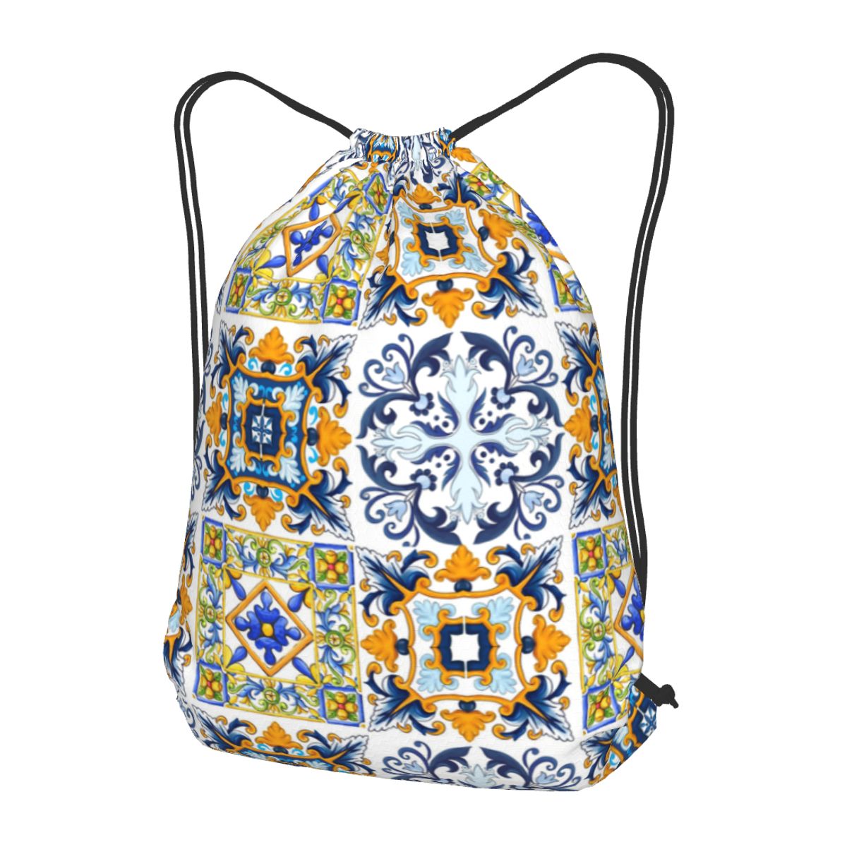 Tile Bag Drawstring - نسخة من بلاط صقلية الطراز، حقائب