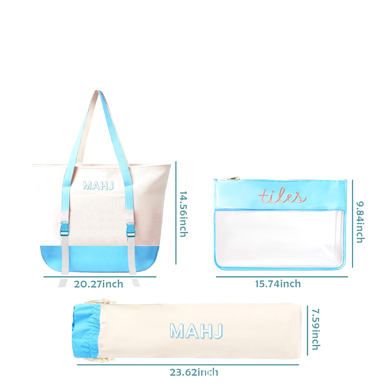Tile Bag Drawstring - مجموعة حقائب قماشية لألعاب الماهجونغ مع