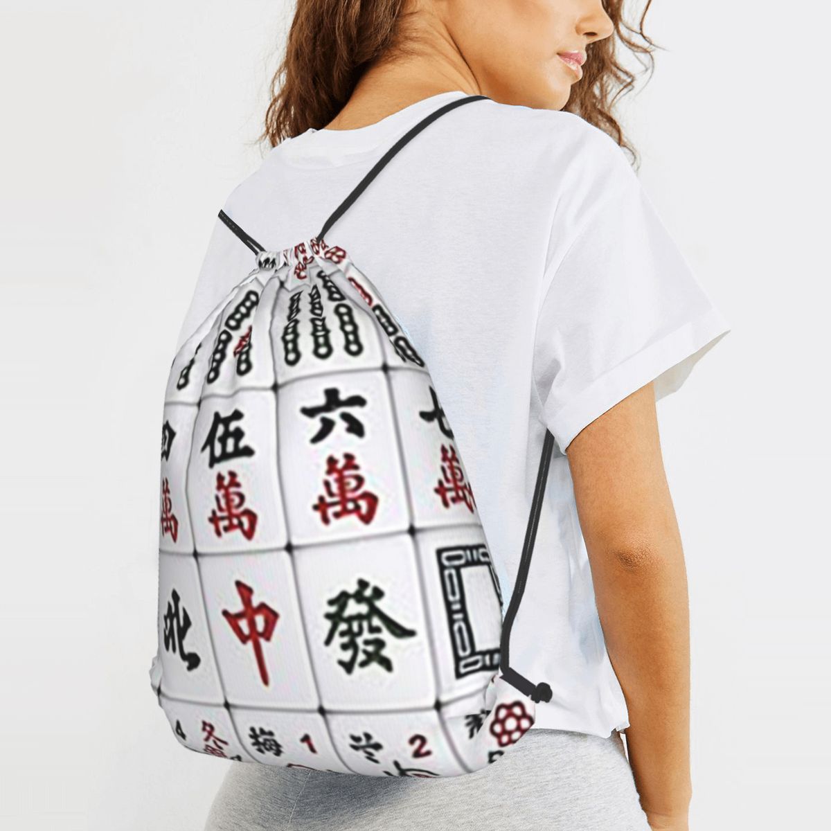 حقائب ظهر بنمط بلاط الماهجونغ  - مراجعة Tile Bag Drawstring وسعره