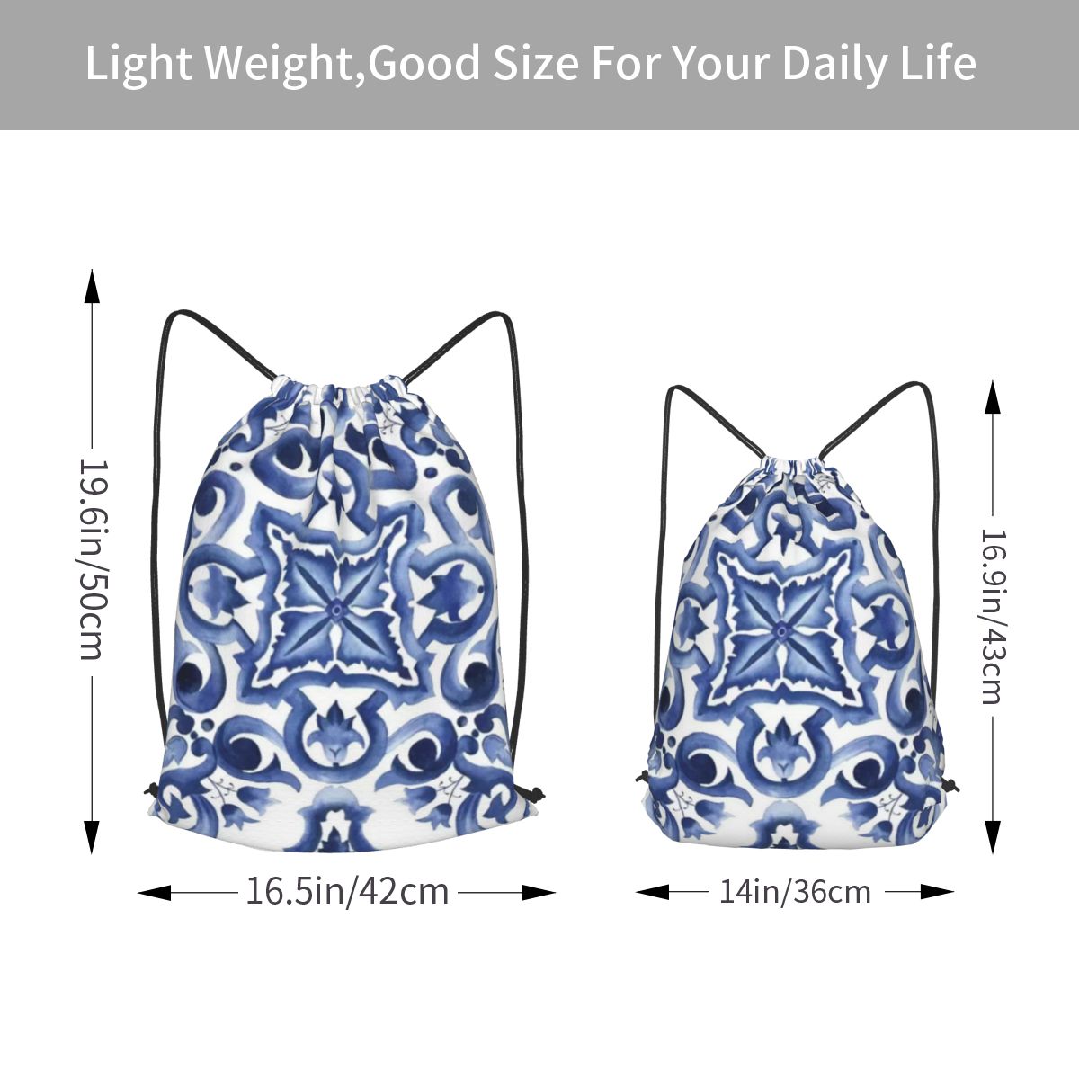 حقائب ظهر زرقاء مزخرفة بنقوش ز - مراجعة Tile Bag Drawstring وسعره