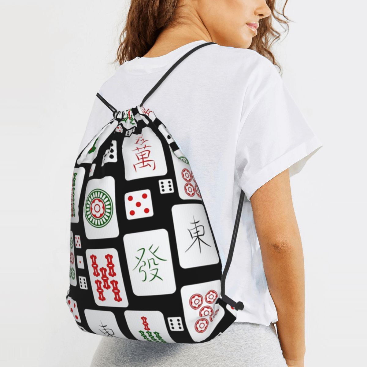 حقائب ظهر بتصميم قطع الماهجونغ - مراجعة Tile Bag Drawstring وسعره