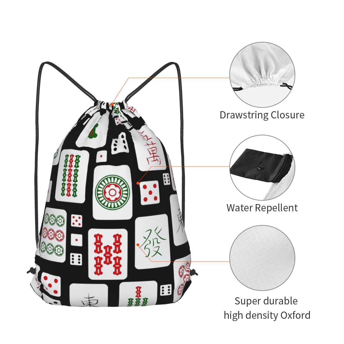 حقائب ظهر بتصميم قطع الماهجونغ - مراجعة Tile Bag Drawstring وسعره
