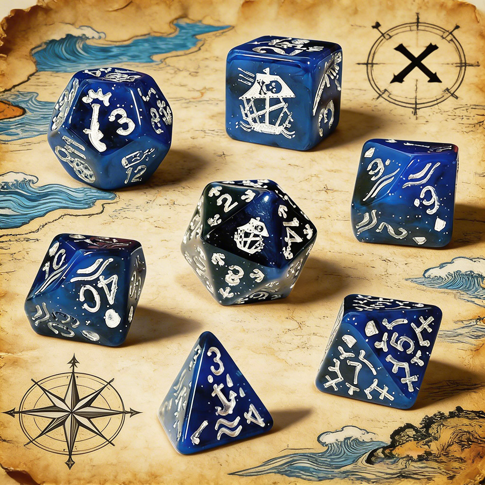 مجموعة من 7 قطع من نرد بتصميم  - مراجعة Board Game Pirates وسعره