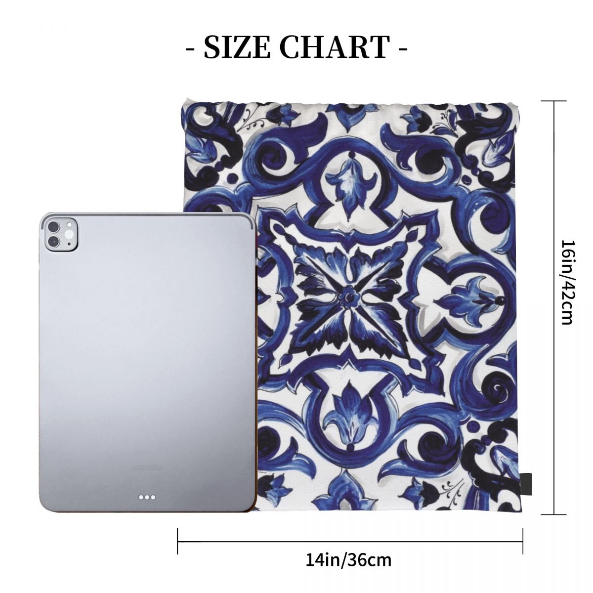 حقائب ظهر زرقاء مزخرفة بنقوش ز - مراجعة Tile Bag Drawstring وسعره