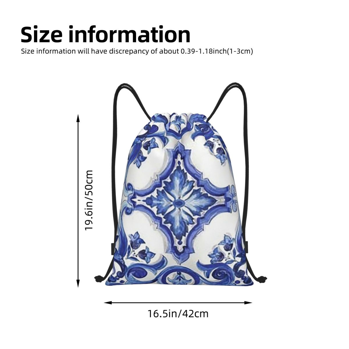 حقائب ظهر زرقاء مزخرفة بنقوش ز - مراجعة Tile Bag Drawstring وسعره