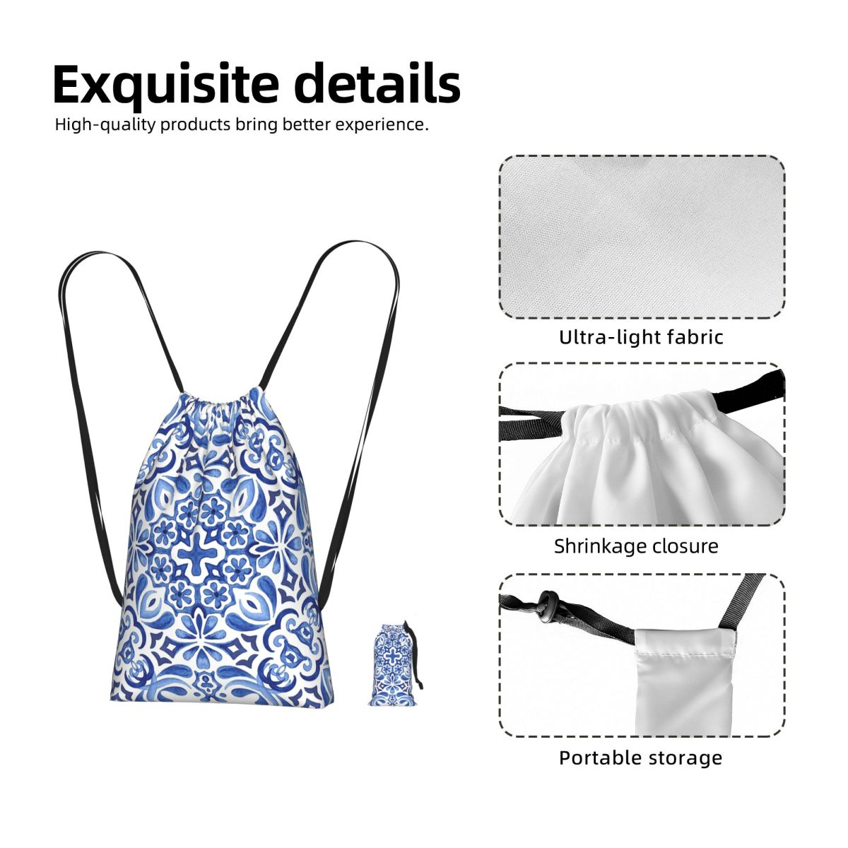 حقيبة ظهر رياضية برباط من نوع  - مراجعة Tile Bag Drawstring وسعره