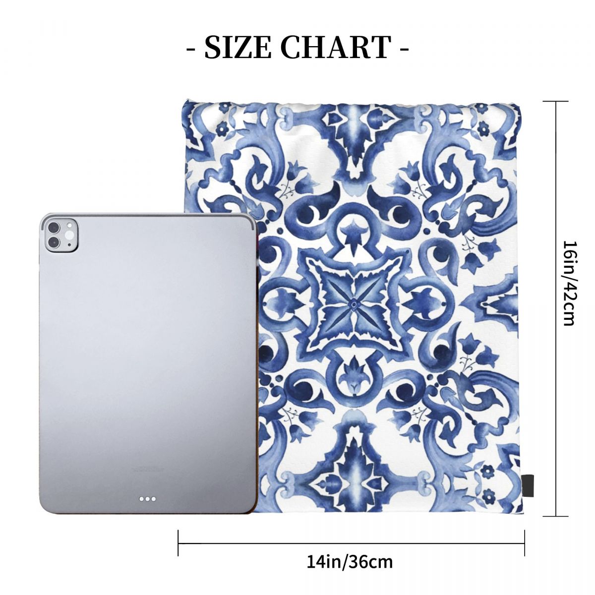 حقائب ظهر زرقاء مزخرفة بنقوش ز - مراجعة Tile Bag Drawstring وسعره
