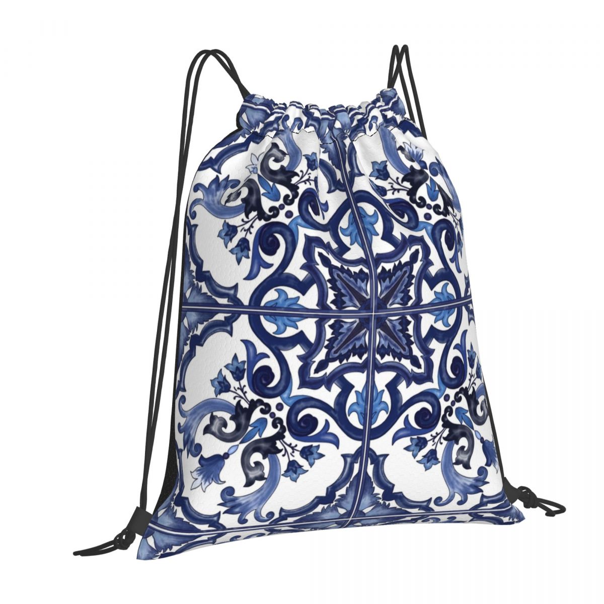 حقائب ظهر زرقاء مزخرفة بنقوش ز - مراجعة Tile Bag Drawstring وسعره
