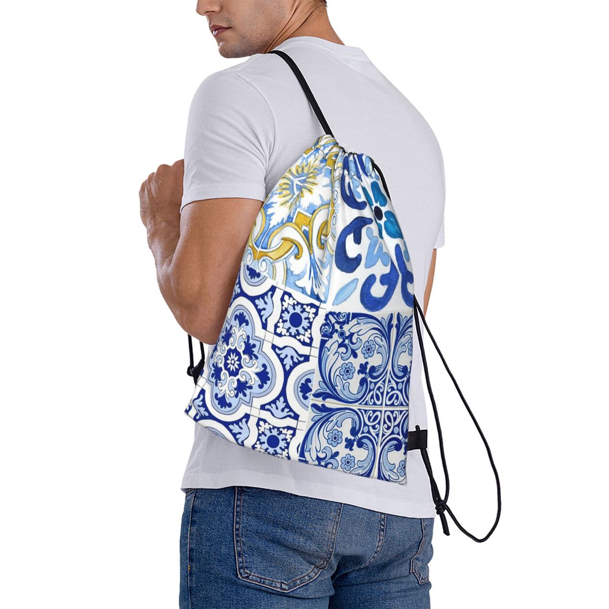 حقائب ظهر بتصميم فسيفساء صقلية - مراجعة Tile Bag Drawstring وسعره