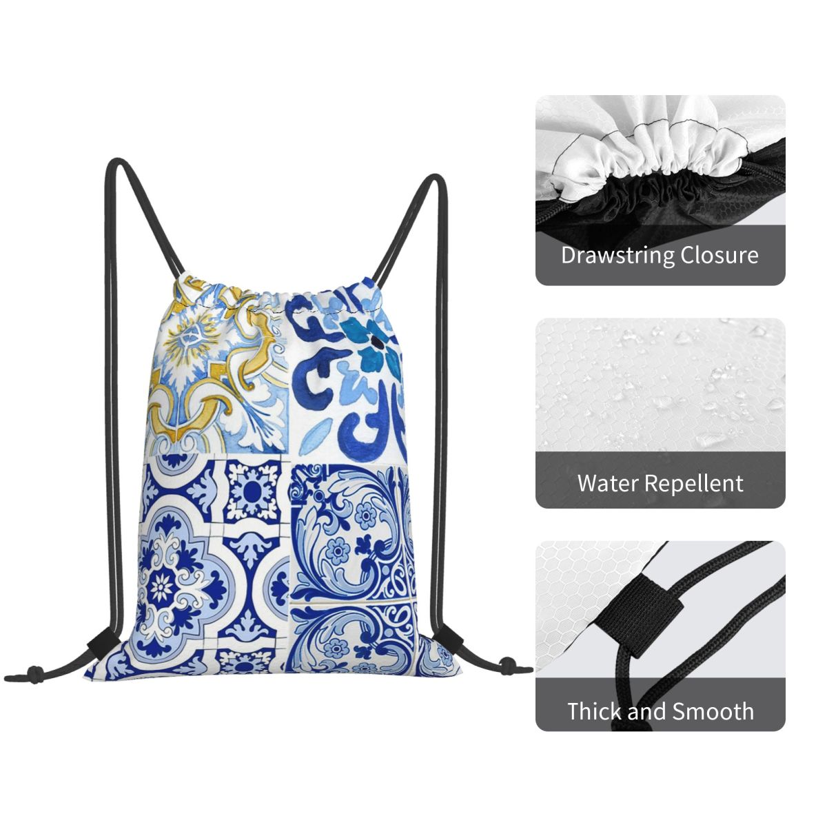حقائب ظهر بتصميم فسيفساء صقلية - مراجعة Tile Bag Drawstring وسعره